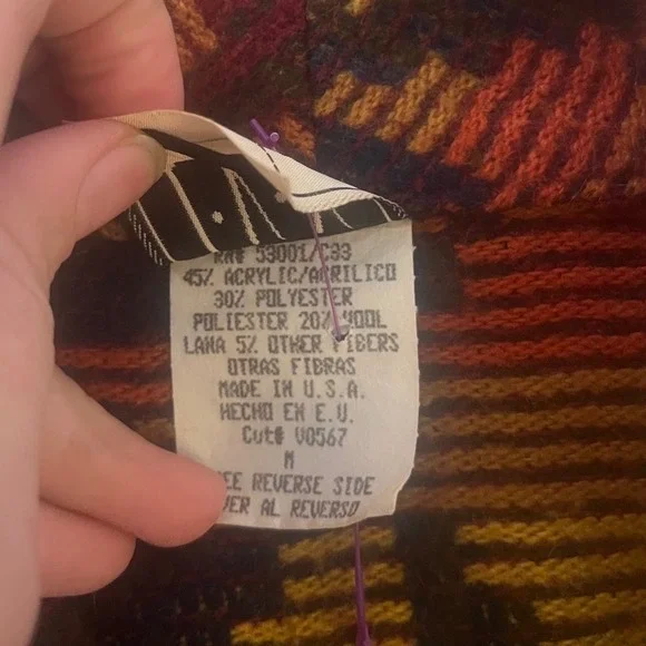 Vintage Women's Western Aztec Woven Cropped Blanket Jacket-  Size M - Picture 5 of 8